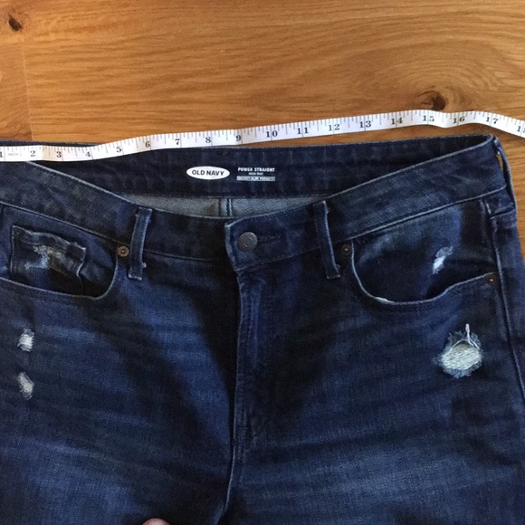 Old Navy Power Straight High Rise Distressed Jeans - Picture 6 of 8